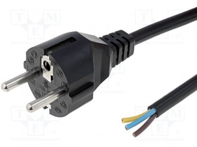 Захранващ кабел S2-3/07/1.8BK Кабел CEE 7/7 (E/F) щепсел кабели 1,8m черен PVC 3x0,75mm2